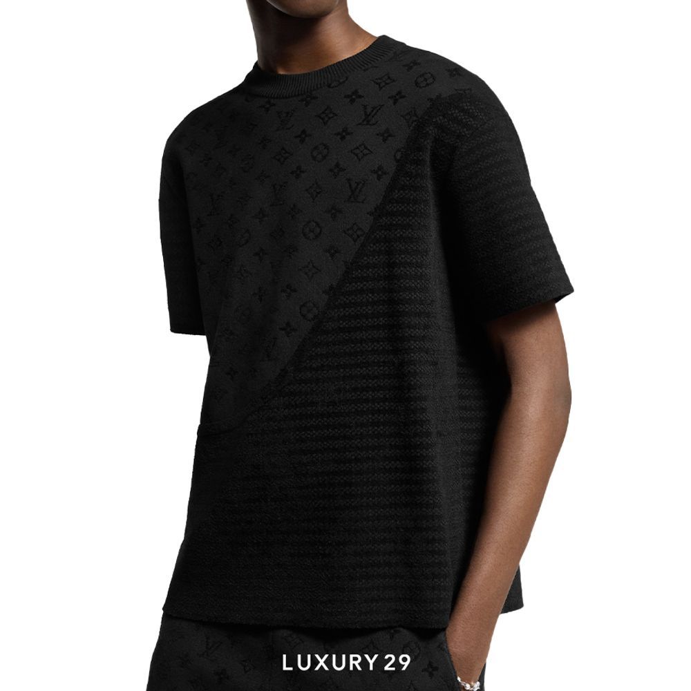 Louis Vuitton LV Graphic Jacquard Short-Sleeved Crewneck Black(S, Black)