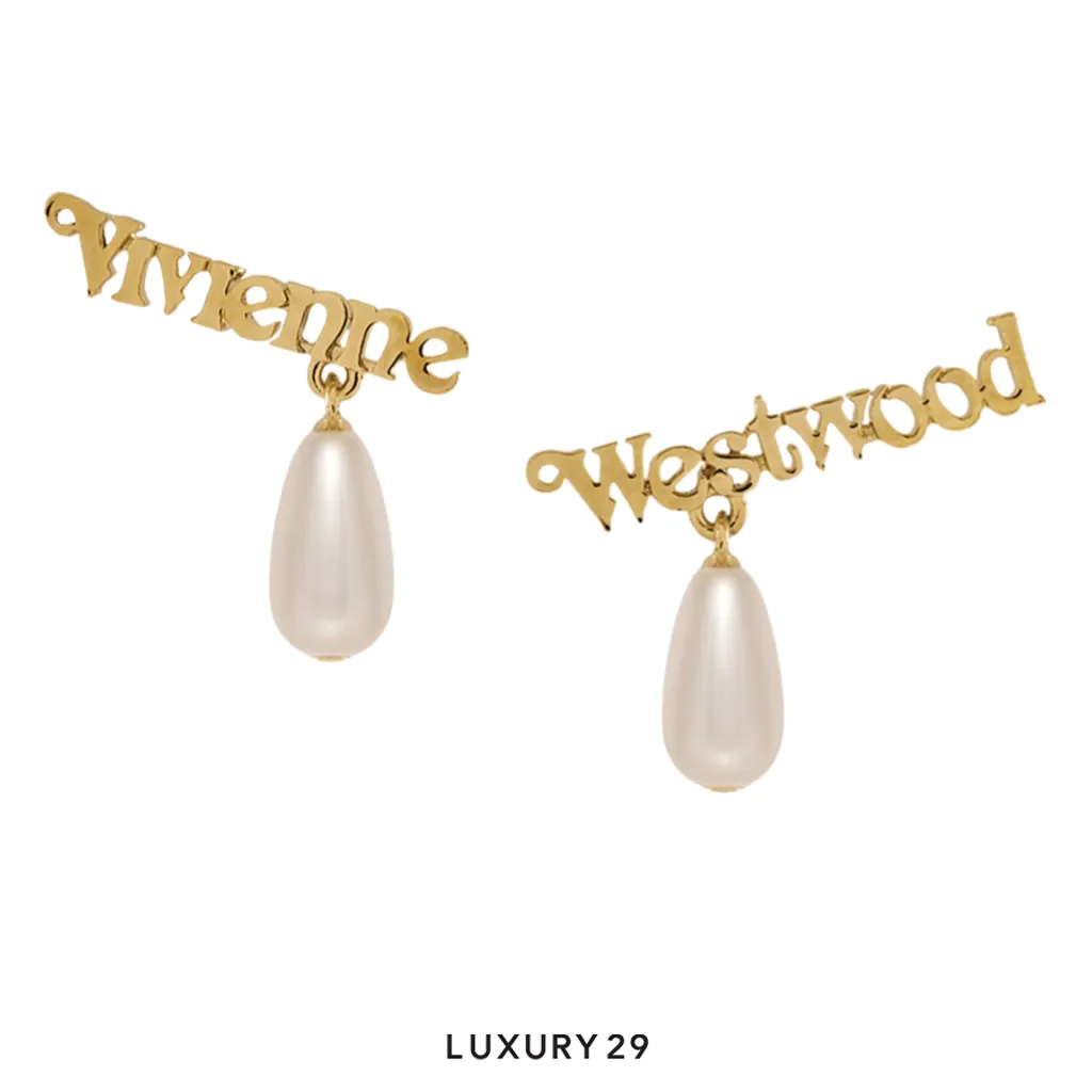 VIVIENNE WESTWOOD Amelia Earrings R313 Gold/Cream Pearl(Free Size, Gold)