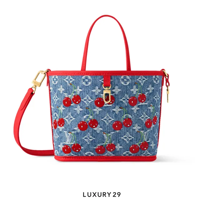 Louis Vuitton LV x TM - Neverfull Inside Out BB Bag Monogram cherry denim White