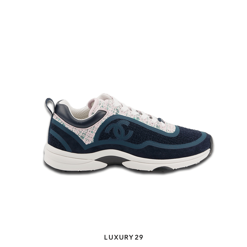 Chanel Sneakers Navy and Pink(42, Blue)