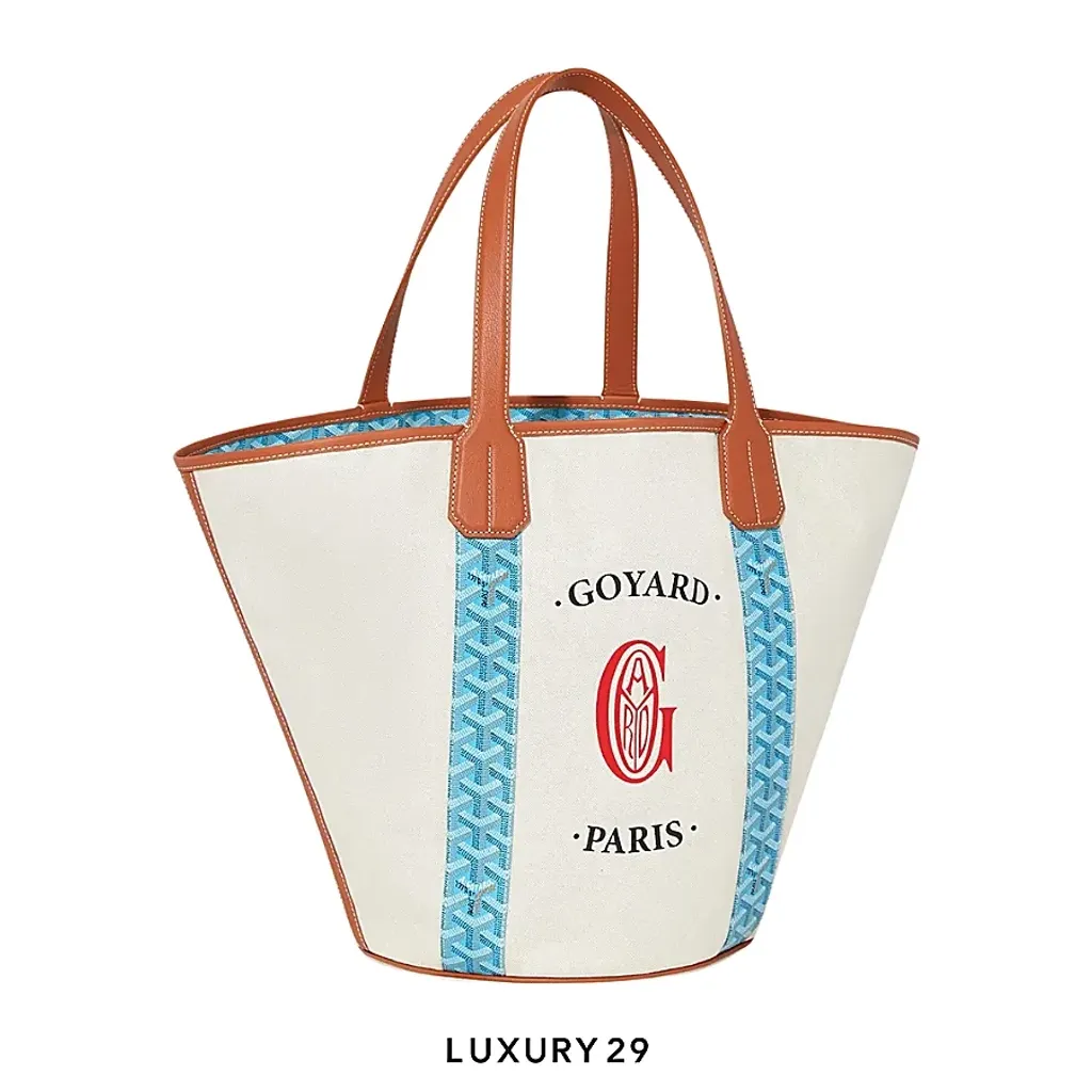 Goyard Belharra Bag Turquoise & Tan With Croc Universel Tan(Small, White)