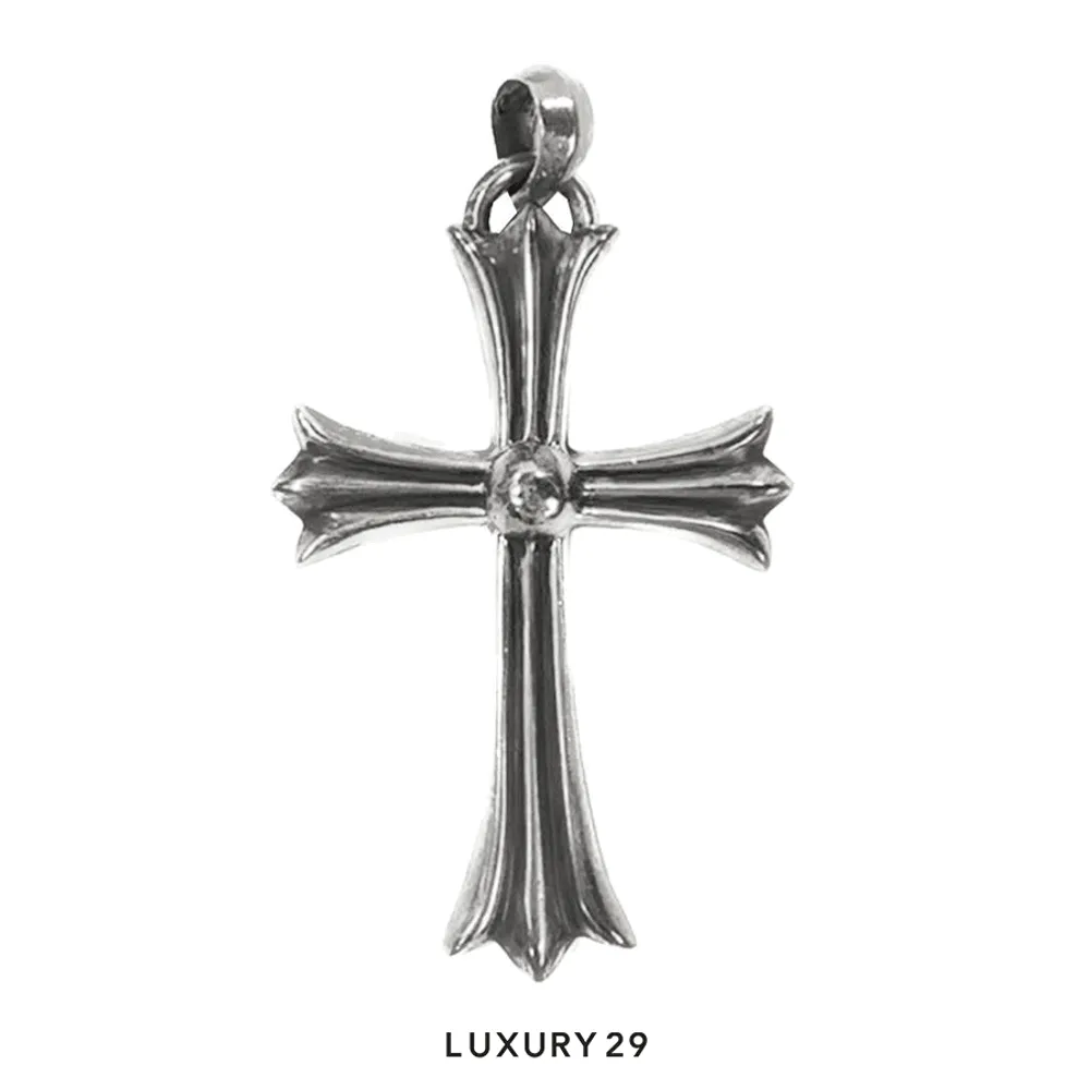 Chrome Hearts Cemetery Cross Pendant(Free Size, Silver)