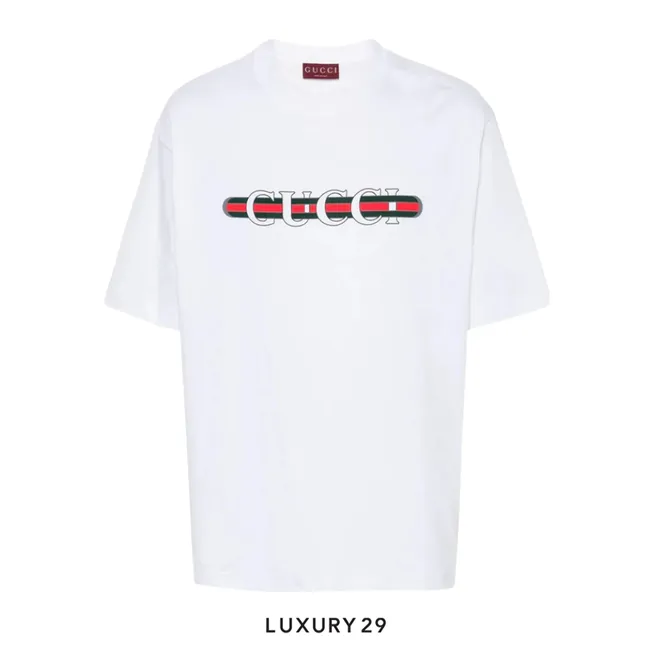 Gucci Cotton Logo Printed Jersey T Shirt White