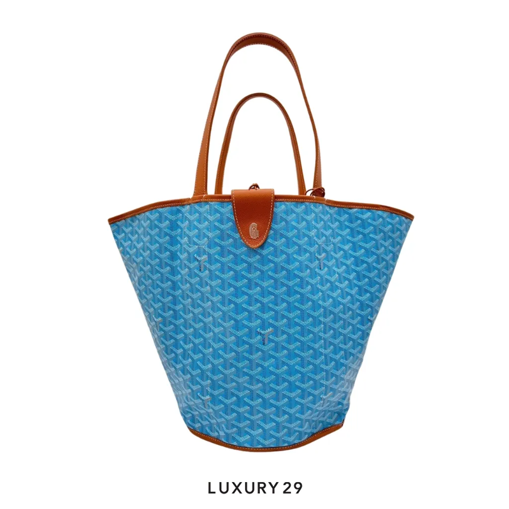 Goyard Belharra Bag Turquoise & Tan With Croc Universel Tan(Small, White)