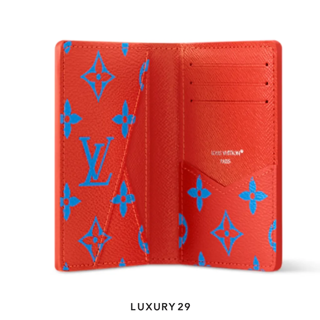 Louis Vuitton LV Pocket Organizer Monogram Glow coated canvas Blue/Red(Small, Blue)