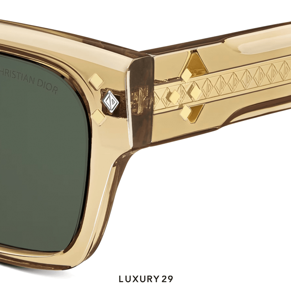 Dior CD Diamond S2I Translucent Yellow Rectangular Sunglasses(Free Size, Yellow)
