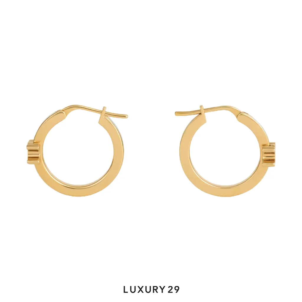 Celine Triomphe hoop earrings Light blue/Gold(Free Size, Blue)