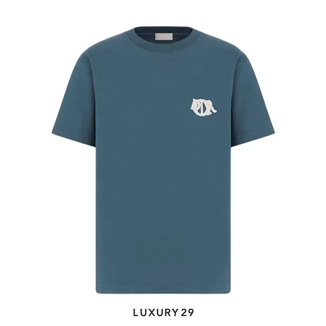 Dior Charm T-Shirt, Relaxed Fit Blue Cotton Jersey