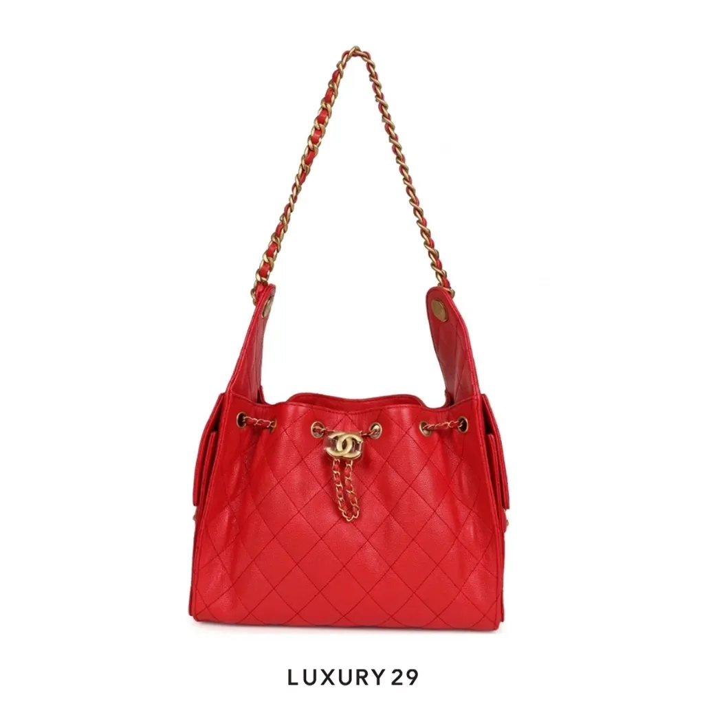 Chanel 25 Small Handbag Grained Calfskin & Gold-Tone Metal Dark Red(Small, Red)
