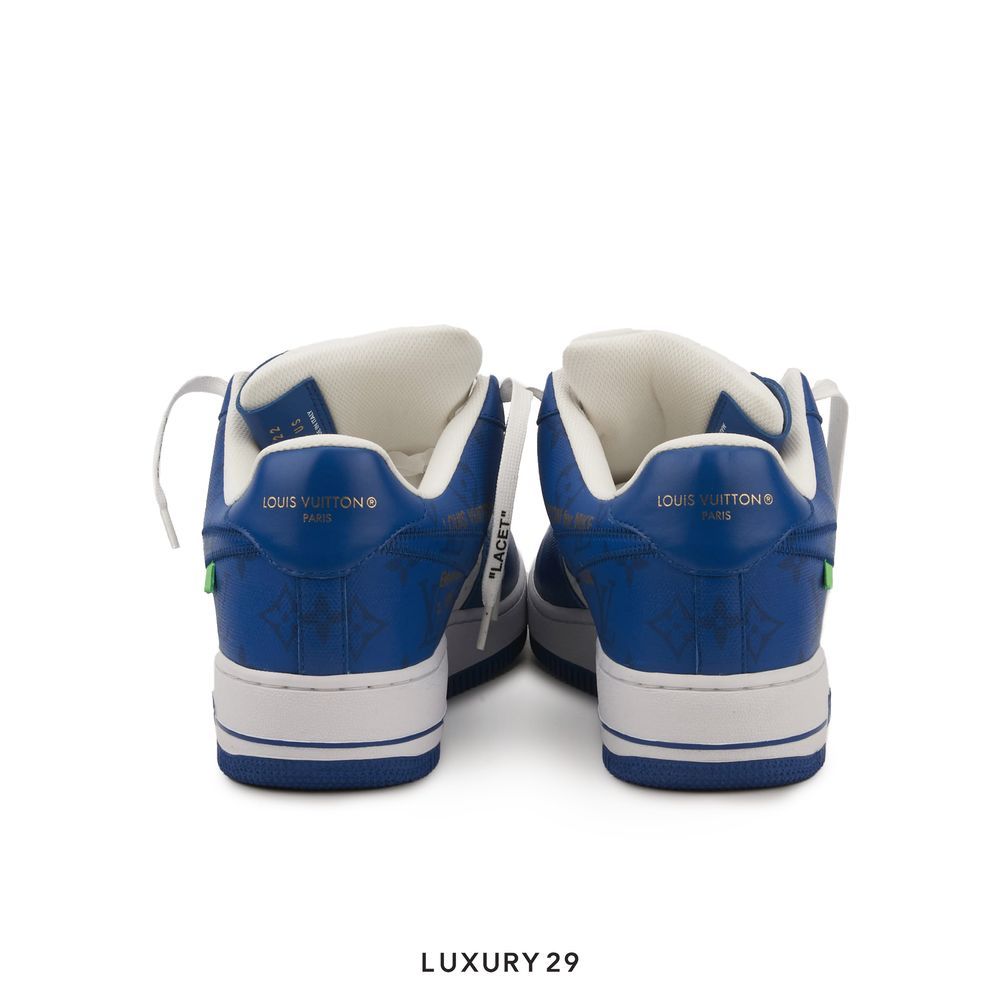 Louis Vuitton LV Nike Air Force 1 Low By Virgil Abloh White Blue Royal(M)(43.5, Blue)