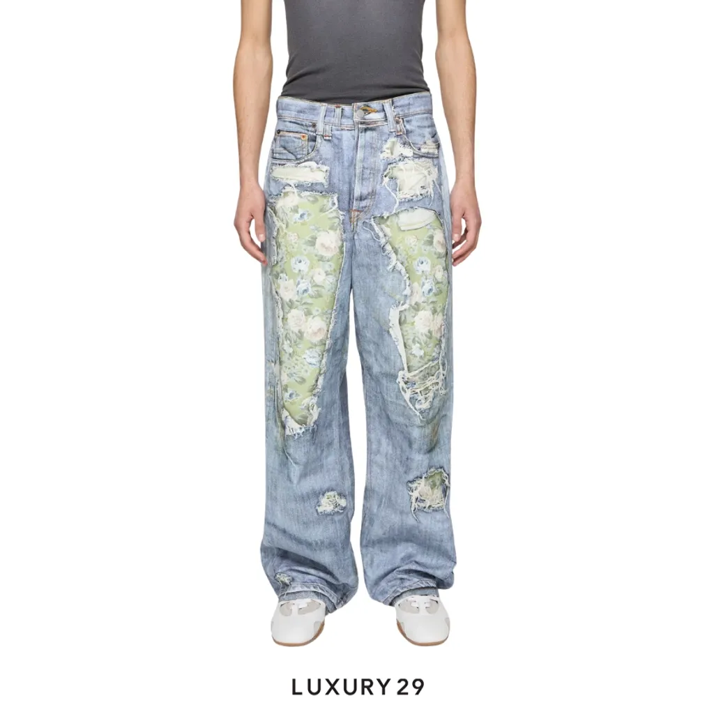 Acne Studios Low waist, baggy leg Trompe-l’oeil jeans - 1981(XS/XS, Blue)