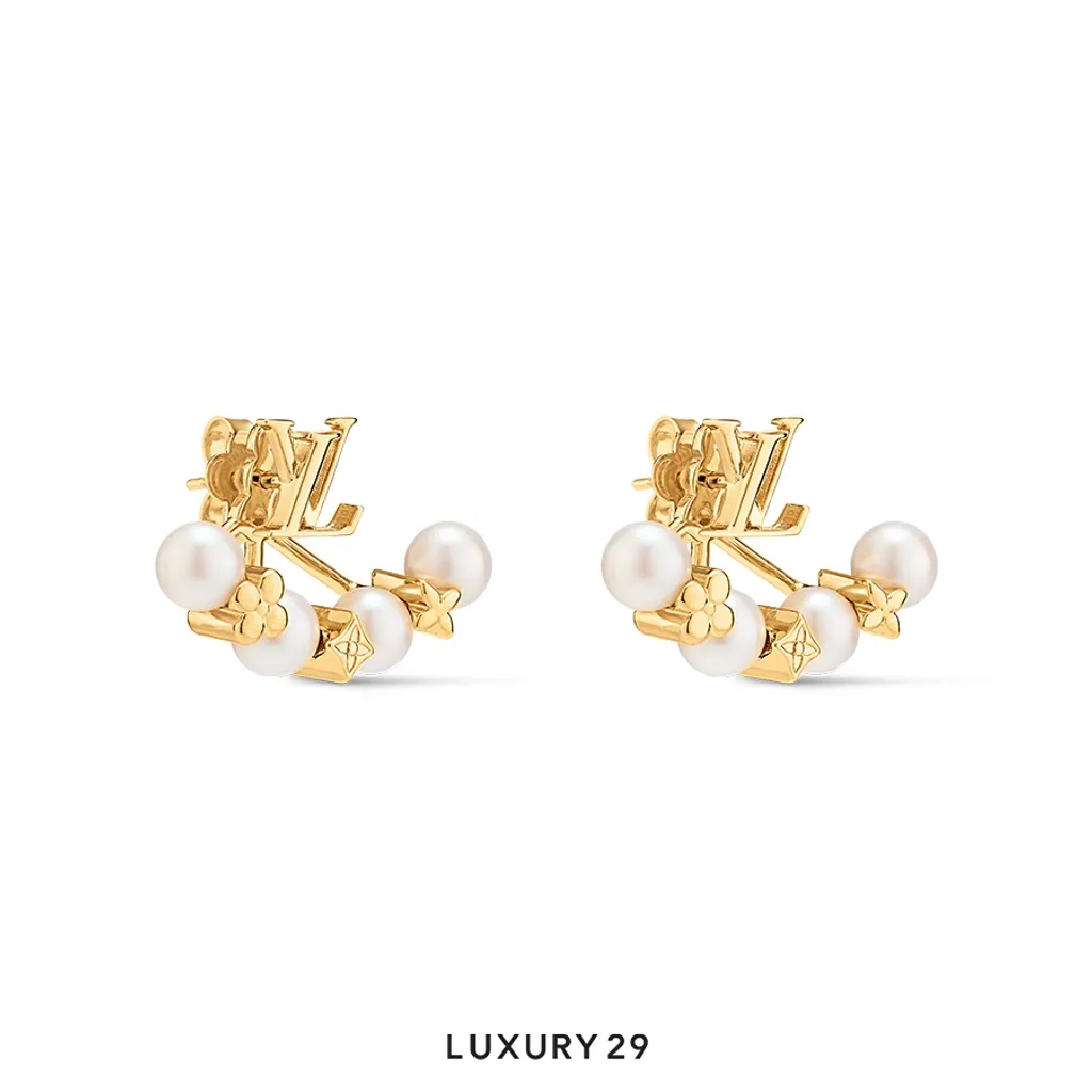 Louis Vuitton LV Minigram Pearls Earrings(Free Size, Gold)