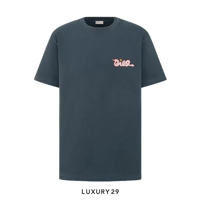 Dior x Kaws Cotton Jersey T-Shirt Blue