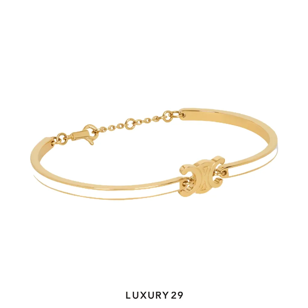 Celine Triomphe Articulated bracelet Gold/Ivory(Free Size, Gold)