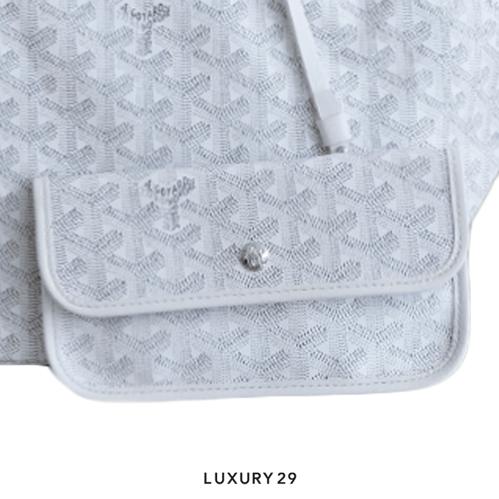 Goyard Saint Louis GM Bag White Hand-Painted Heart Navy Blue(Large, White)