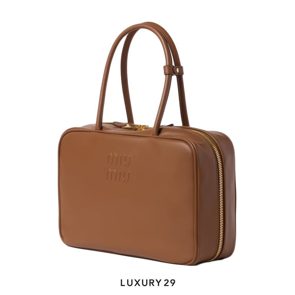 Miu Miu Leather Beau bag trick In Radica(Large, Brown)