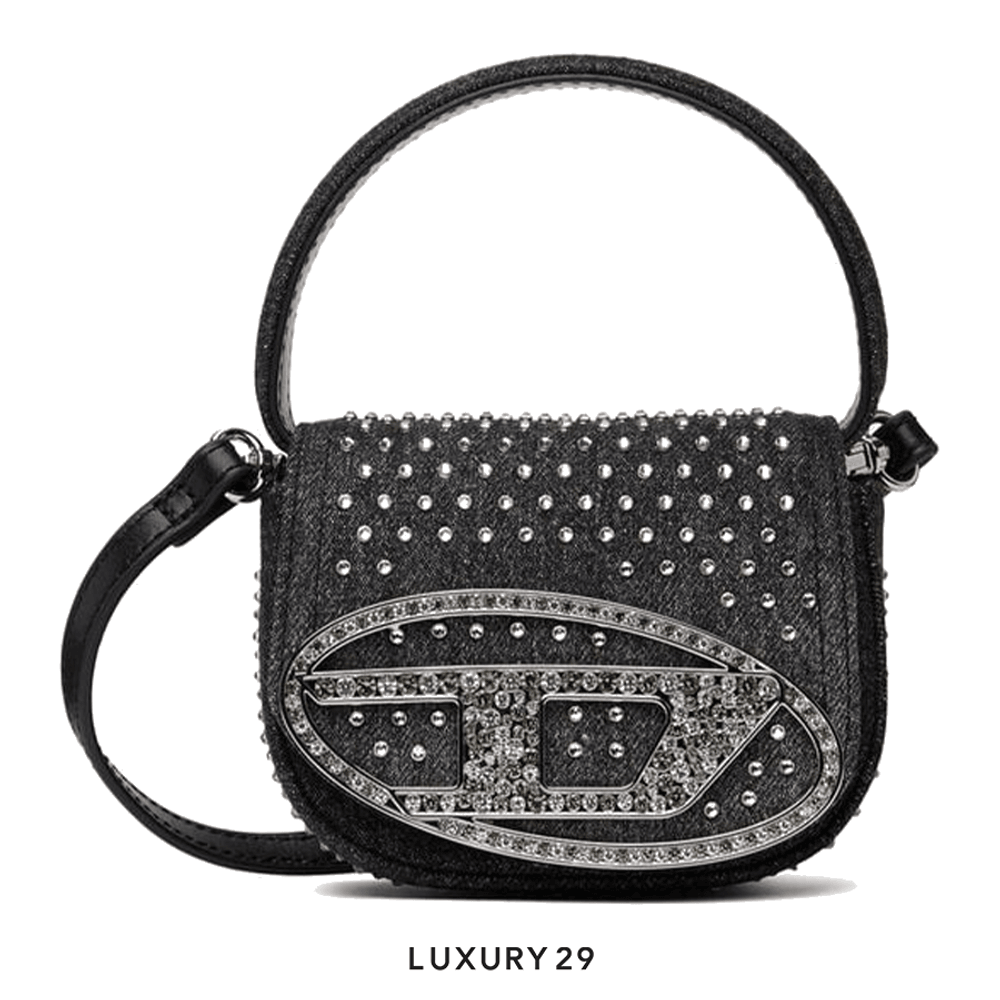 Diesel 1DR Xs-Iconic Mini Bag in Denim and Crystals Bag