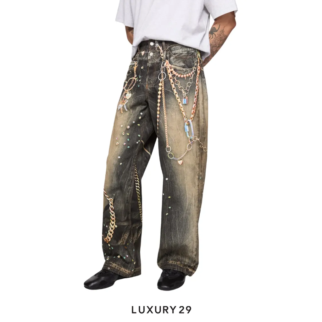 Acne Studios trompe-loeil jeans - Loose fit Black/Multicolour(XXS/XXS, Black)