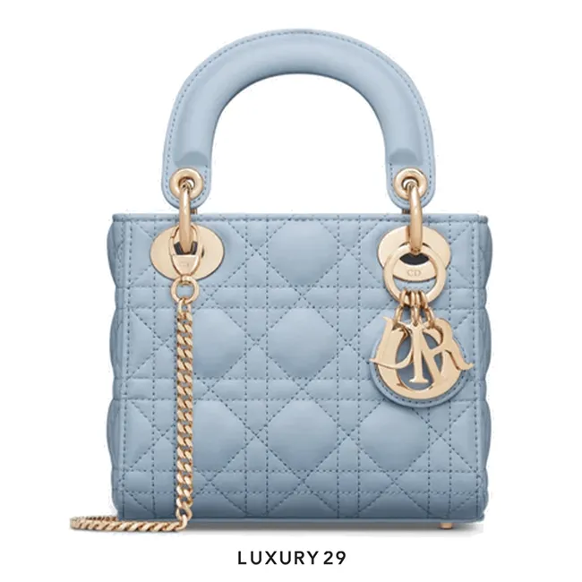 Dior Mini Lady Dior Bag Pale Blue Cannage Lambskin