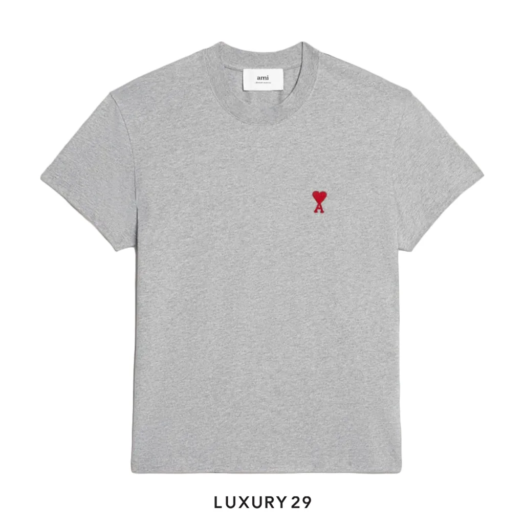 AMI DE COEUR RED T-SHIRT HEATHER GREY(Grey, S)