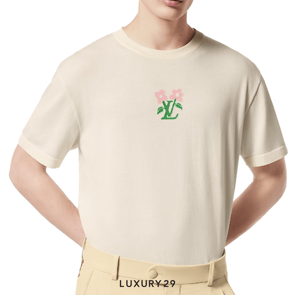 Louis Vuitton LV Short-Sleeved Cotton Knitted Crewneck(M, White)