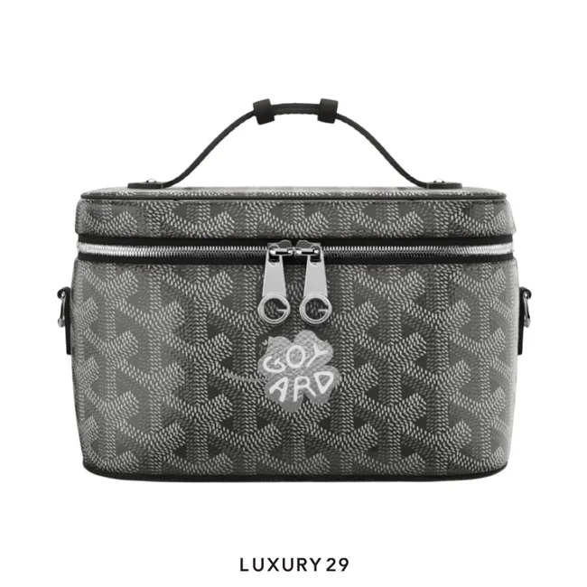 Goyard Muse Mini Vanity Grey Hand-Painted Lucky Clover Iris