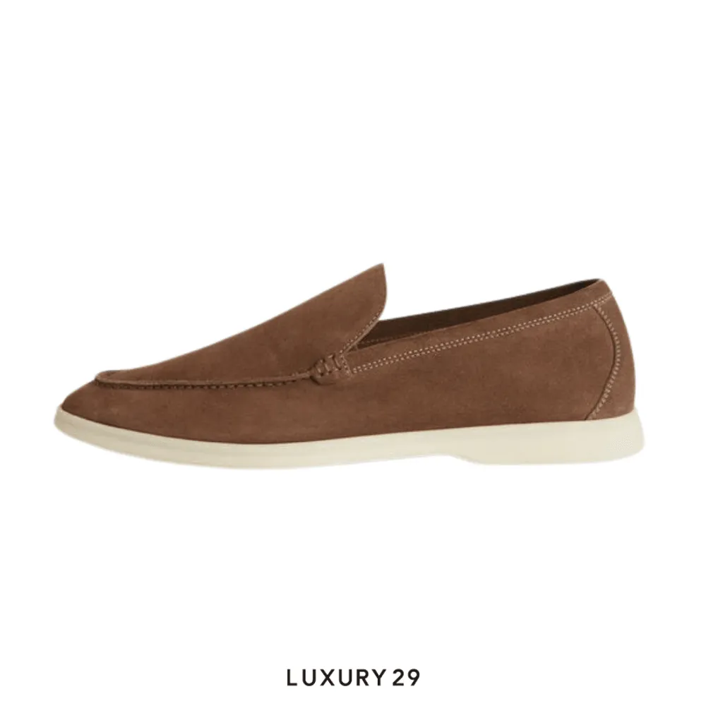 Loro Piana Summer Walk Loafers Suede Reikan(42.5, Brown)