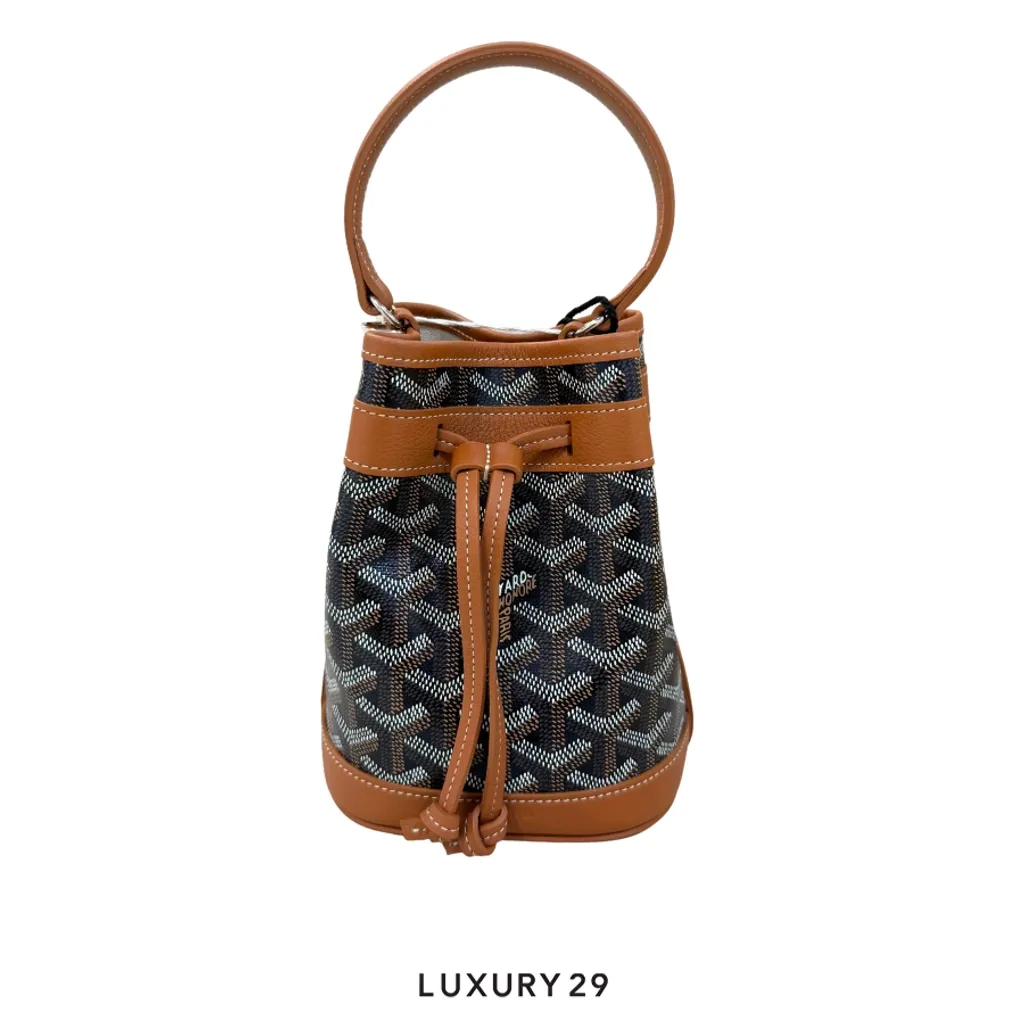 Goyard Petit Flot Mini bucket Bag Black & Tan(Mini, Brown)