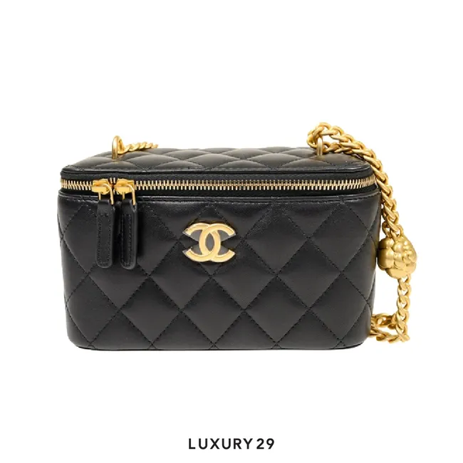 Chanel Long Vanity with Chain Shiny Calfskin & Gold-Tone Metal Black