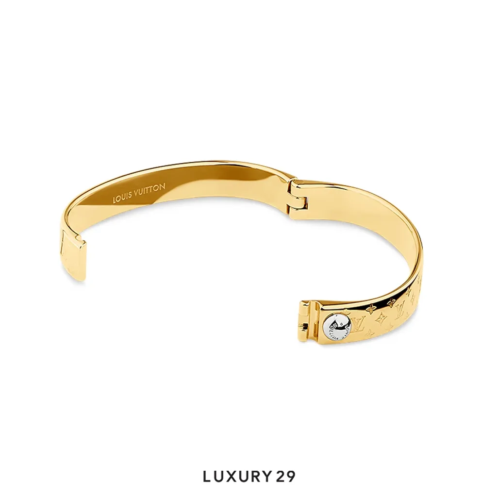 Louis Vuitton LV Nanogram Rigid Bracelet Gold(M, Gold)