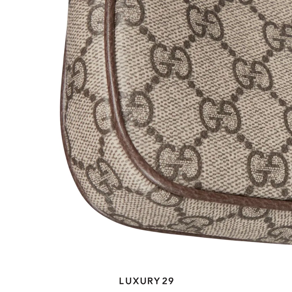 Gucci Ophidia mini shoulder bag Beige and dark brown GG Monogram coated fabric Brown(Mini, Brown)