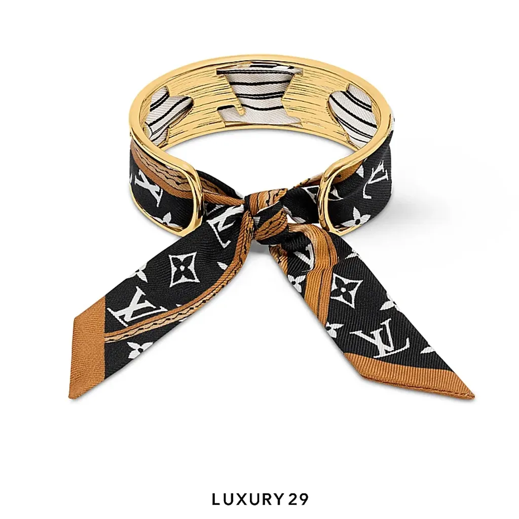 Louis Vuitton LV Initiales Silk Bracelet Black(Free Size, Black)