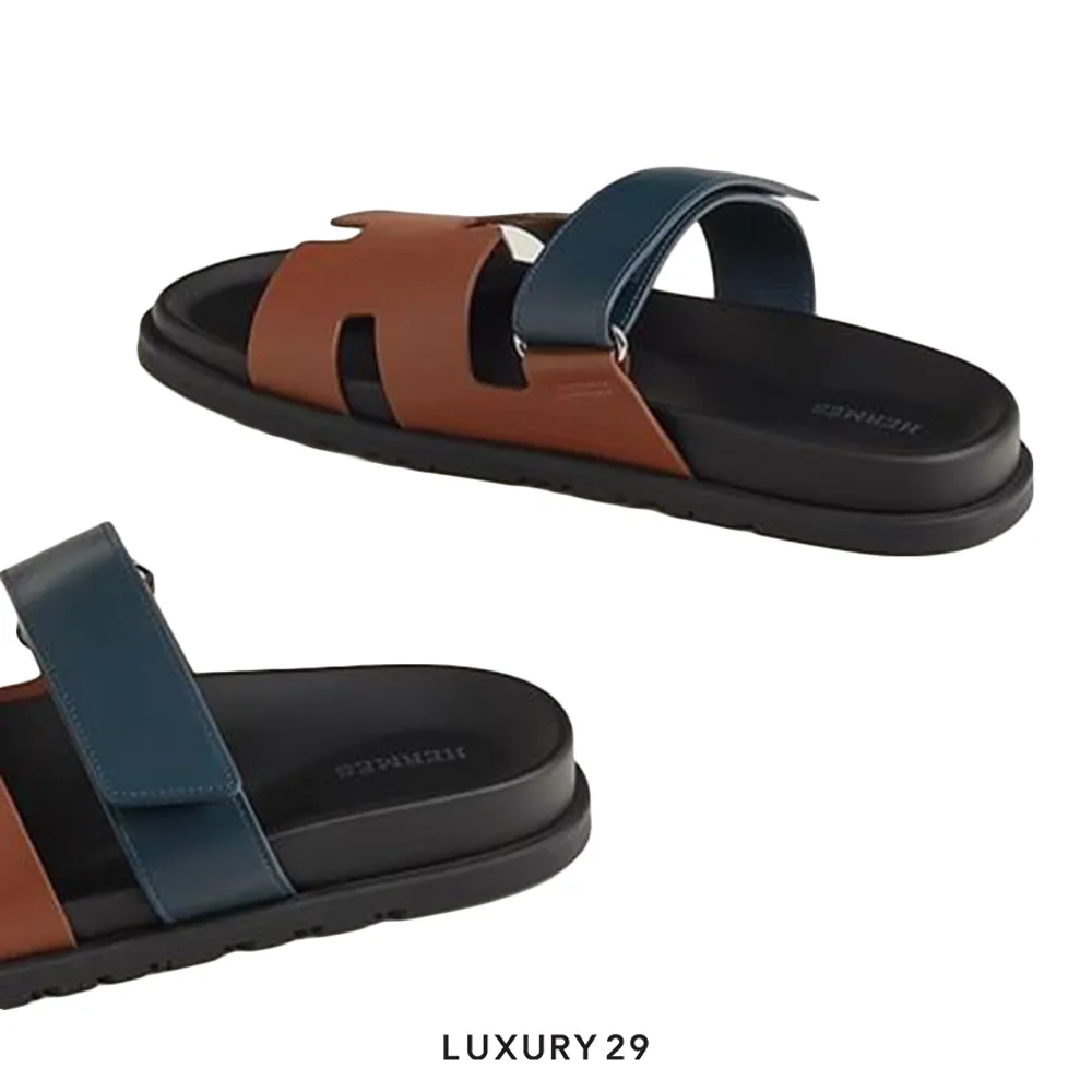 Hermes Chypre sandal Gold / Bleu Celeste(45, Multicolour)
