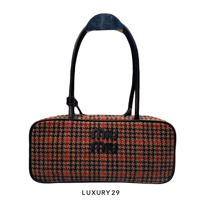 Miu Miu Beau Top-Handle Tratan Bag Ruggine