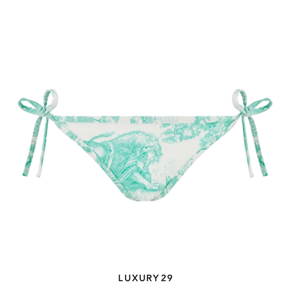 Dior Dioriviera Bikini Bottom White and Aquamarina Technical Fabric with Toile de Jouy Sauvage Motif(S, Green)