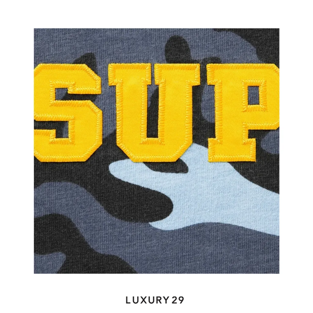 Supreme Collegiate Applique Short-Sleeve Top 'Blue Camo'(L, Blue)
