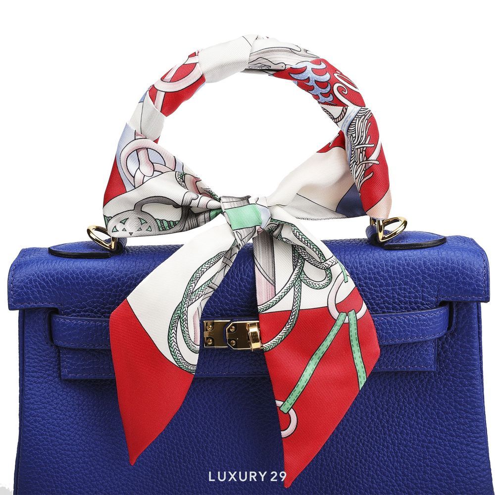 Hermes Cliquetis twilly Grenadine / Blanc / Vert(Free Size, Grey)