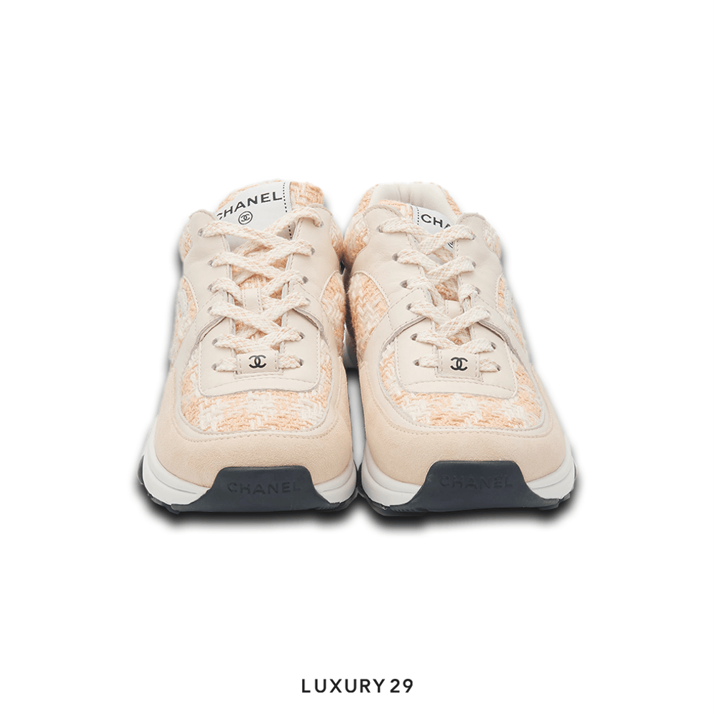 Chanel Trainers Coton Tweed, Suede Calfskin & Calfskin Orange & Ecru(41, Orange)