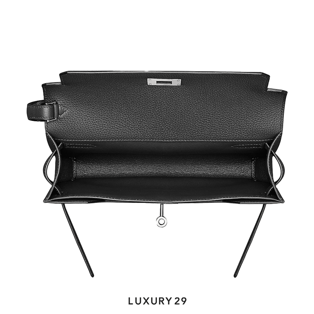 Hermes Kelly Depeches 25 Pouch(Small, Black)
