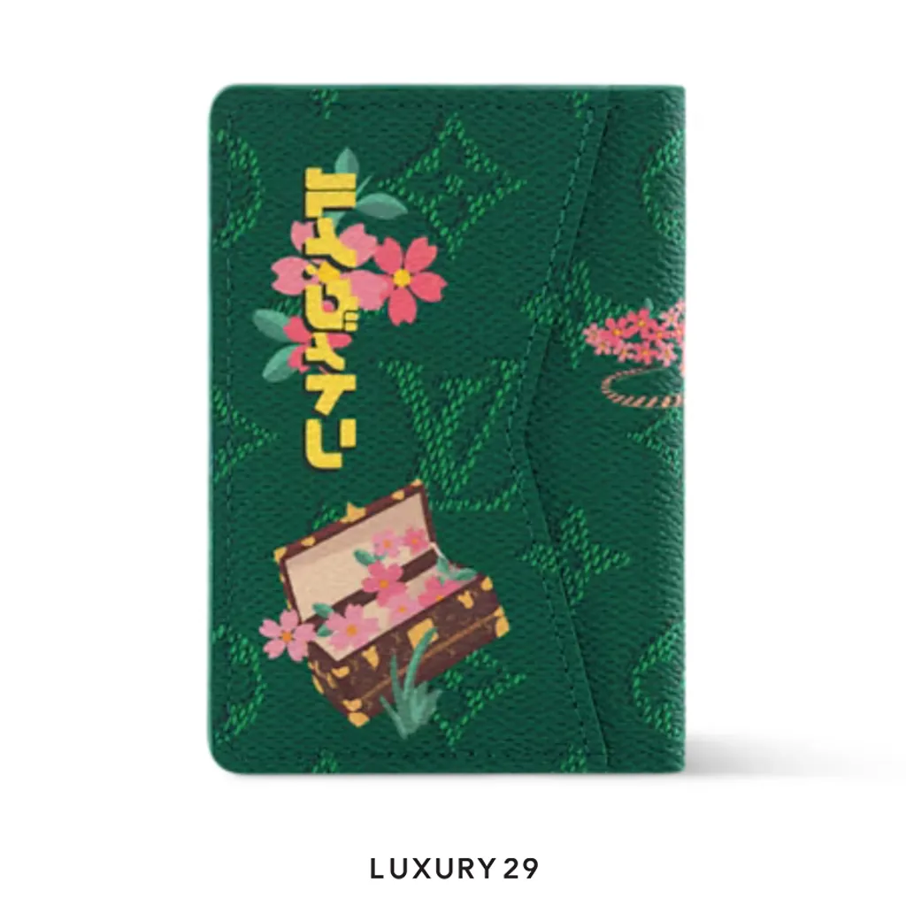 Louis Vuitton LV Pocket Organizer Wallet Green Monogram Canvas(Small, Green)