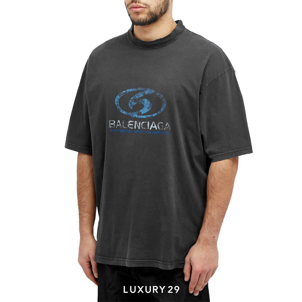 Balenciaga T-Shirt Surfer Thin Jersey Faded Black(XS, Black)