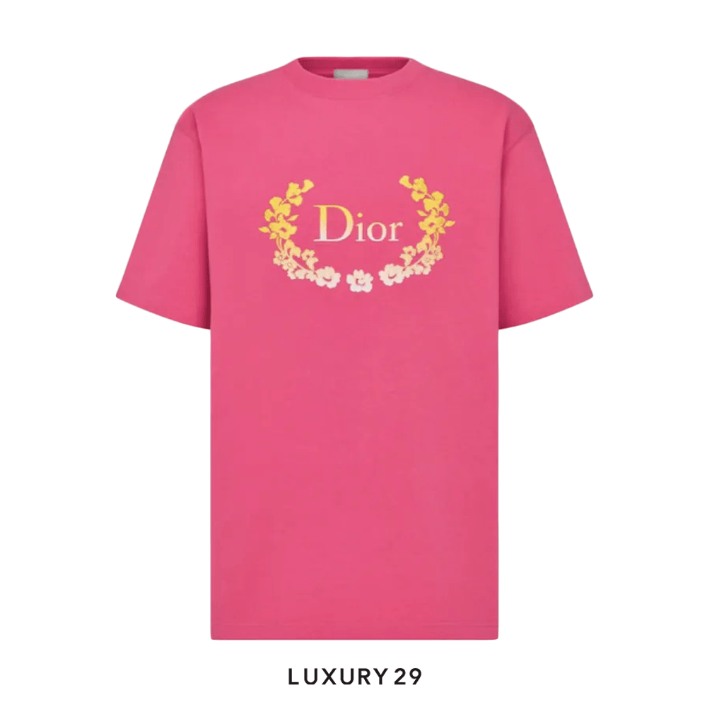Dior Relaxed Fit T-Shirt Pink Cotton Jersey(S, Pink)