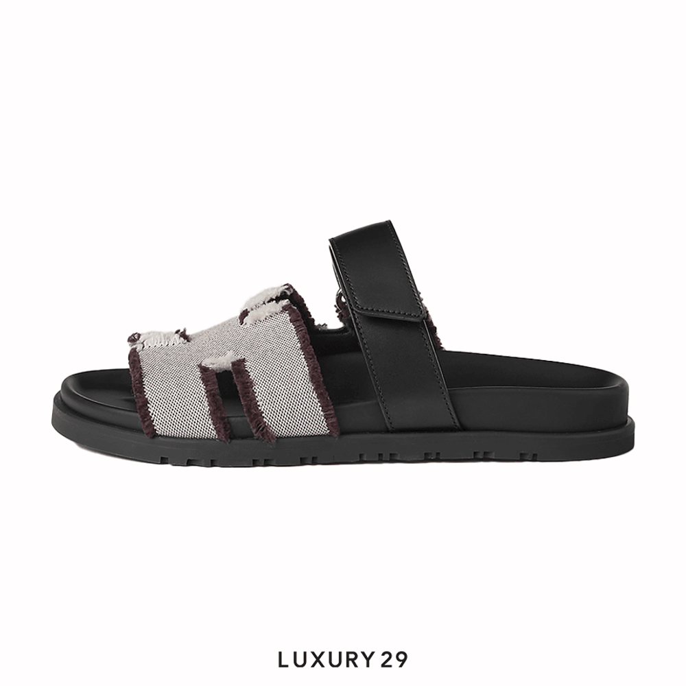 Hermes Chypre sandal Prunoir / Noir(39.5, Multicolour)
