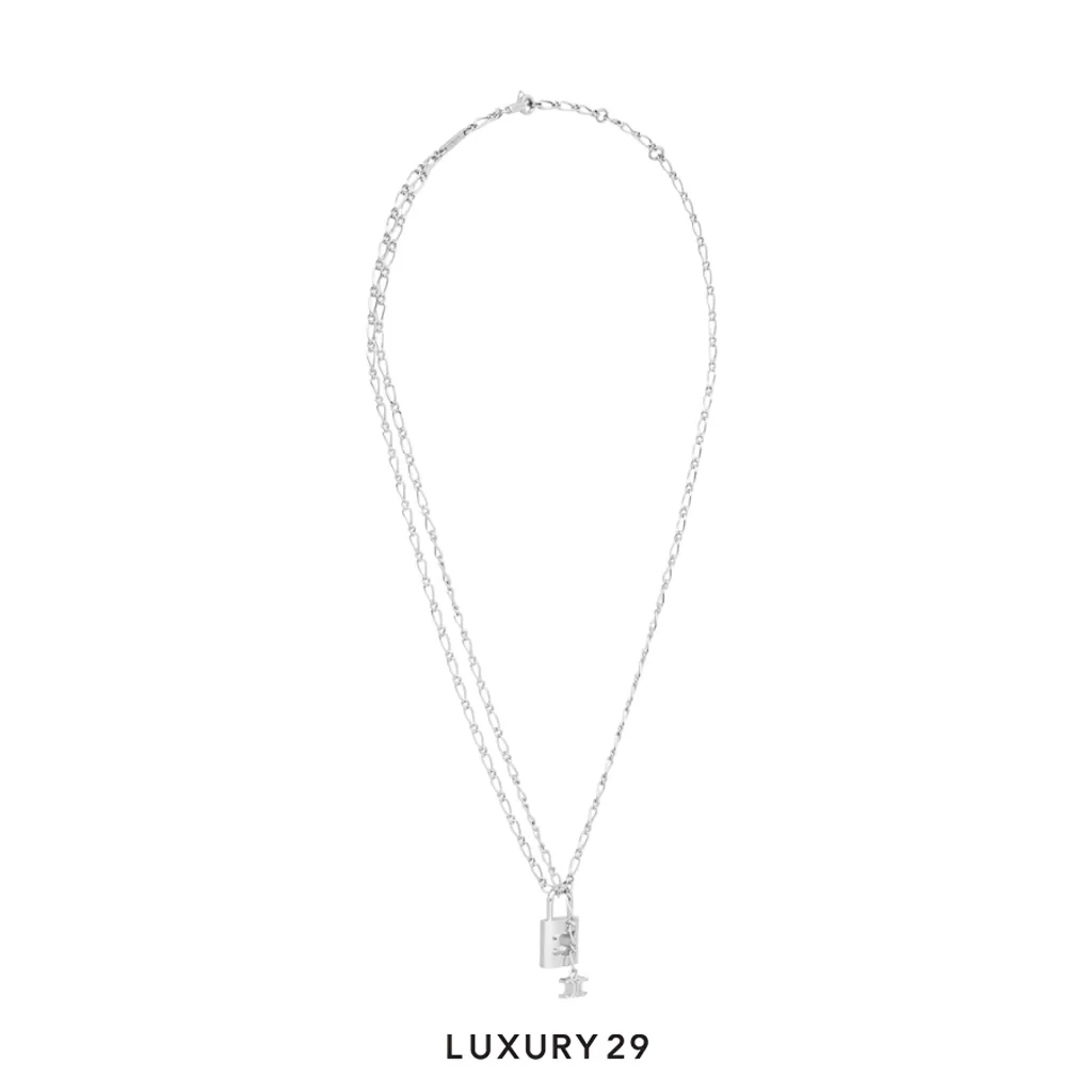 Celine Triomphe Lock necklace Silver(Free Size, Silver)