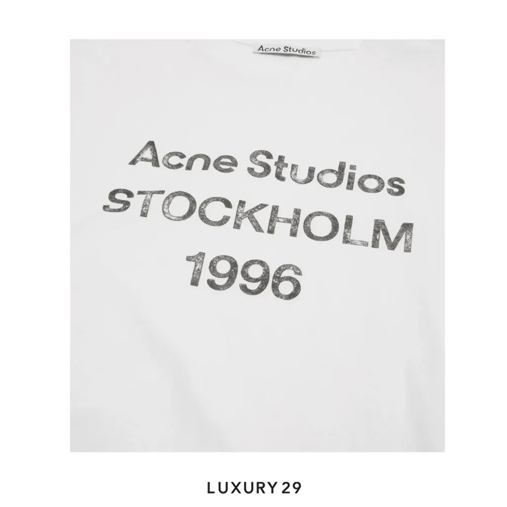 Acne Studios 1996 logo Long-sleeve crewneck t-shirt Off white(XL/L, White)