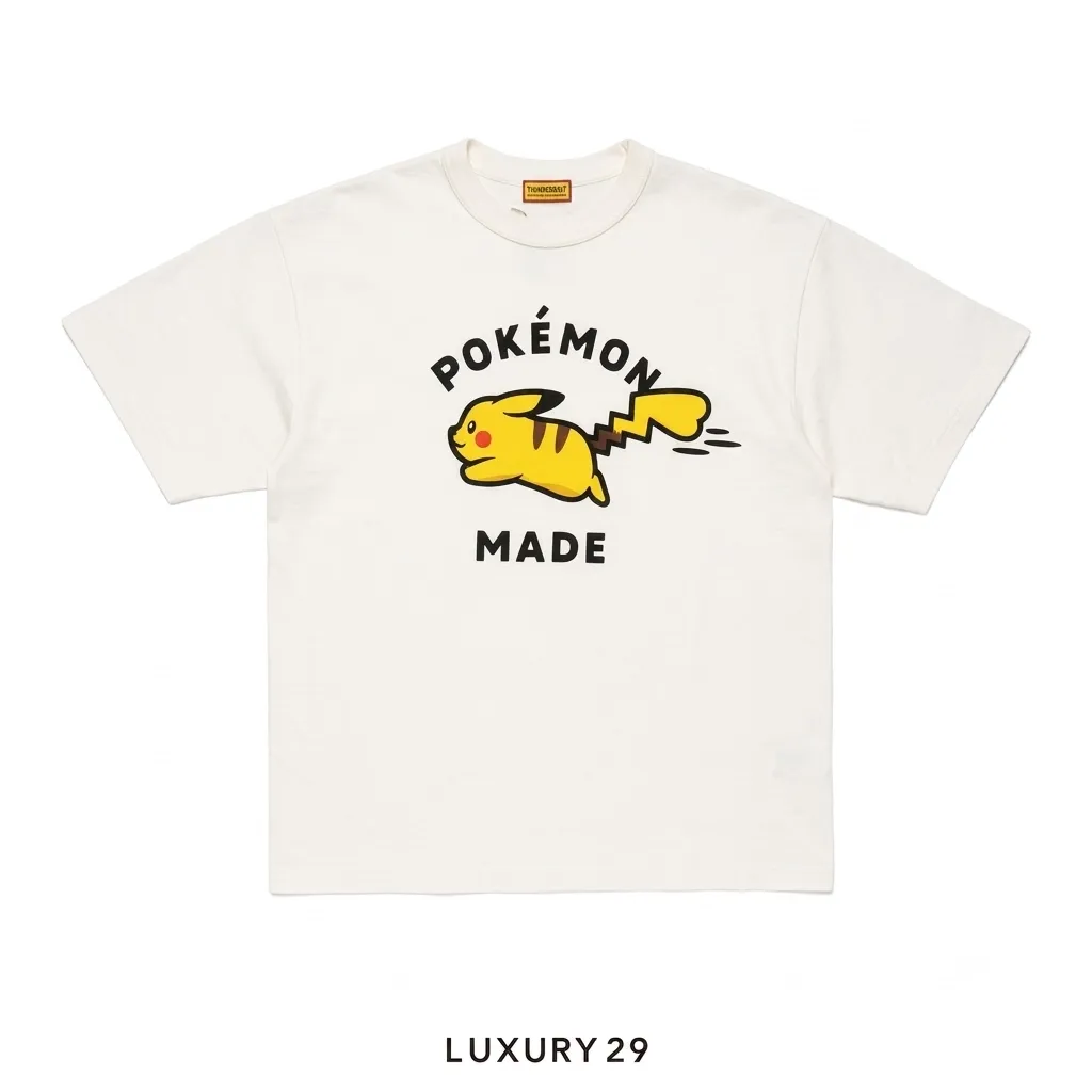 Human Made X Pokemon Made Pikachu Graphic T-Shirt White(S, White)