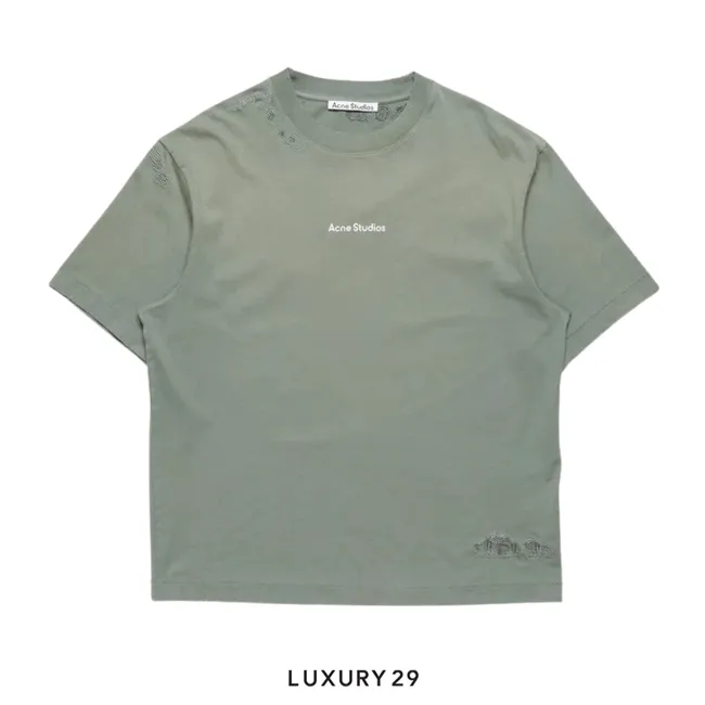 Acne Studios Mended logo t-shirt Slate grey