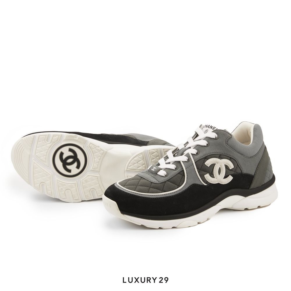 Chanel Trainers Fabric & Suede Calfskin Dark Grey(43, Grey)