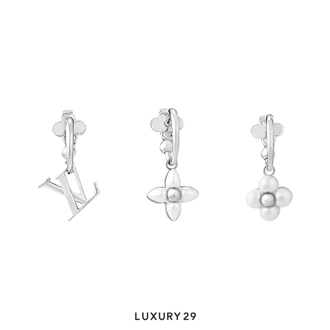 Louis Vuitton LV Floragram Earrings Silver