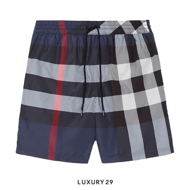 Burberry Check Swim Shorts Carbon blue